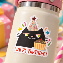 Funny Black Cat Happy Birthday