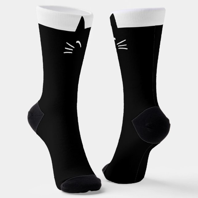Funny Black Cat Head Socks (Angled)