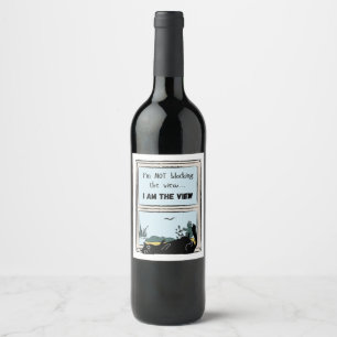 Funny Black Cat, I am the view Wine Label