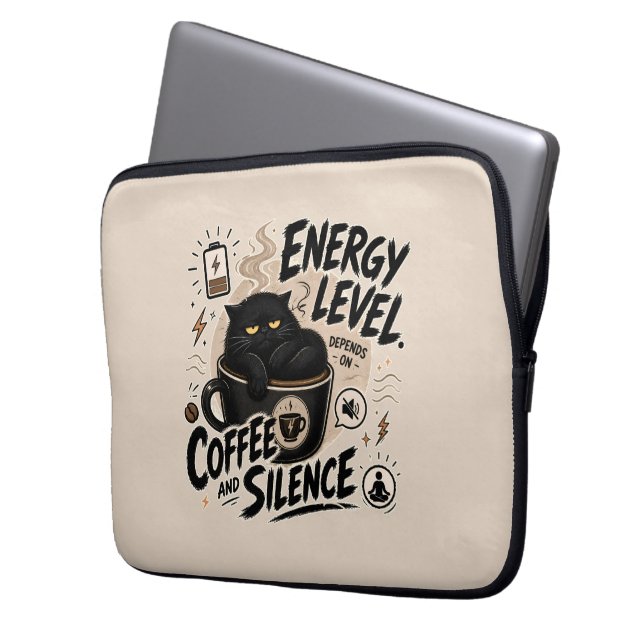 Funny Black Cat Introvert Laptop Sleeve (Front Left)