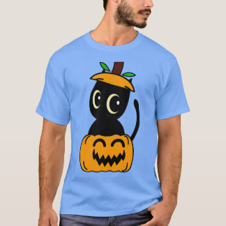 Funny Black Cat Is In A Pumpkin  T-Shirt