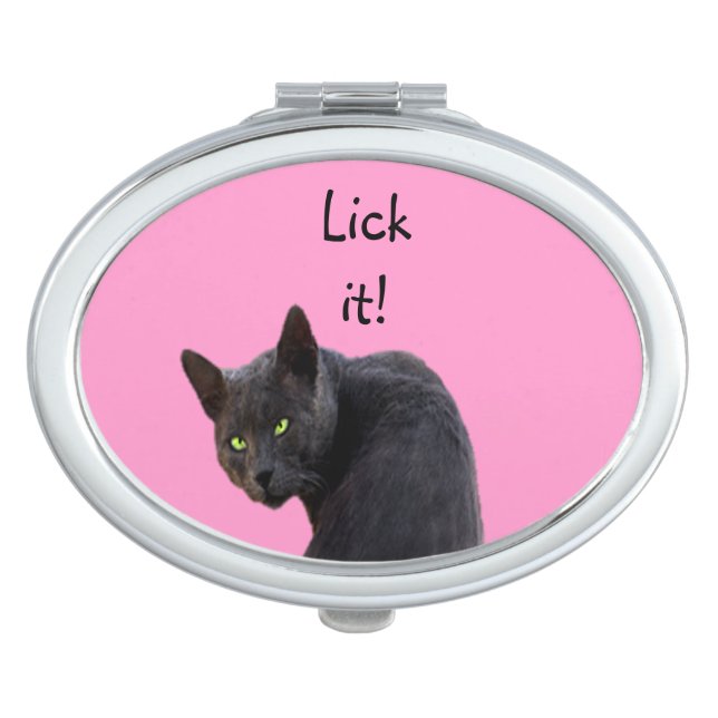 Funny Black Cat IV Monogram Mirror For Makeup (Front)