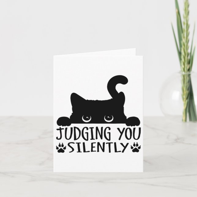 Funny Black Cat Judging You Silently Sarcastic Cat Card (Front)