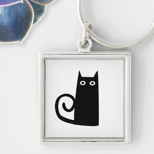 Funny Black Cat Keychain