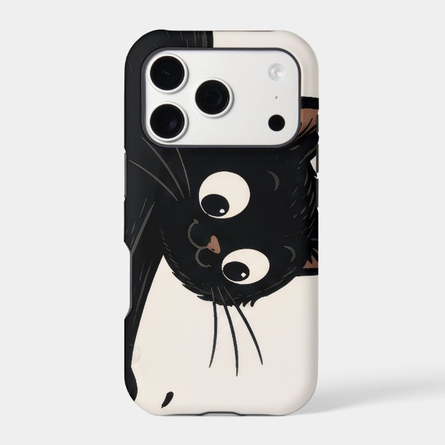 Funny Black Cat Knocking Over Pumpkin Halloween Case-Mate iPhone Case (Back)