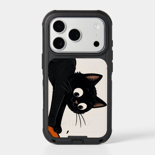 Funny Black Cat Knocking Over Pumpkin Halloween iPhone 17 Pro Case
