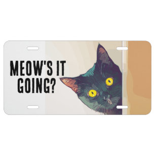 FUNNY BLACK CAT License Plate