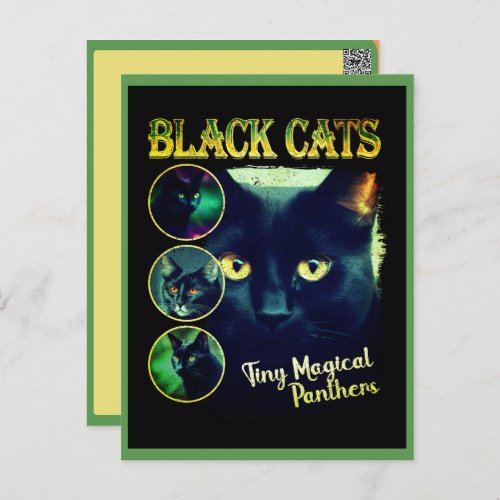 Funny Black Cat Lover Faux Bootleg 90s Graphic Postcard