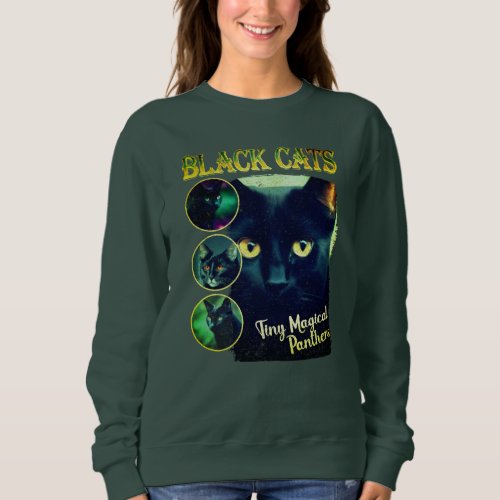 Funny Black Cat Lover Faux Bootleg 90s Graphic Sweatshirt