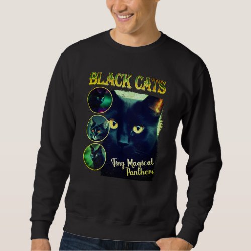 Funny Black Cat Lover Faux Bootleg 90s Graphic Sweatshirt