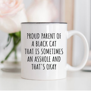 Funny Black Cat Lover Saying gift Pet Owner Animal Two-Tone Coffee Mug