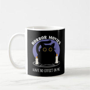 Funny Black Cat Loves Horror Movie Coffee Mug