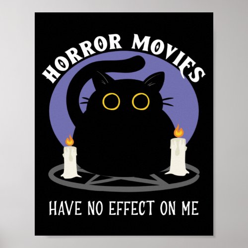 Funny Black Cat Loves Horror Movie Poster