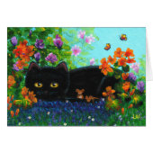 Funny Black Cat Mice Flowers Creationarts (Front Horizontal)