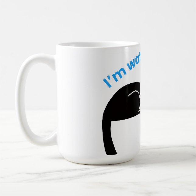 Funny Black Cat  Minimal Illustration Coffee Mug (Left)