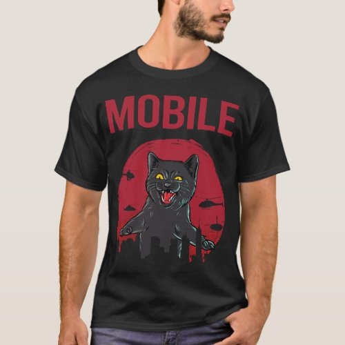 Funny Black Cat Mobile T_Shirt