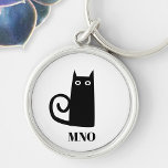 Funny Black Cat Monogram Keychain<br><div class="desc">Cute little black cat for luck.  Original art by Nic Squirrell.  Change the monogram initials to personalize.</div>