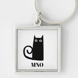 Funny Black Cat Monogram Keychain<br><div class="desc">Cute little black cat for luck.  Original art by Nic Squirrell.  Change the monogram initials to personalize.</div>