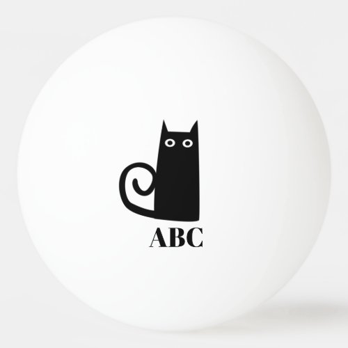 Funny Black Cat Monogram Ping Pong Ball