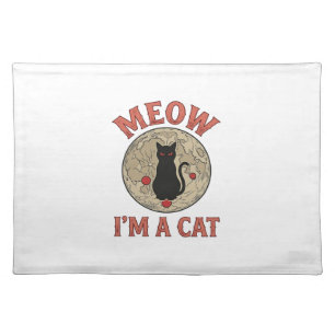 Funny Black Cat Moon Vintage Halloween Design_1 Cloth Placemat