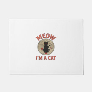 Funny Black Cat Moon Vintage Halloween Design_1 Doormat