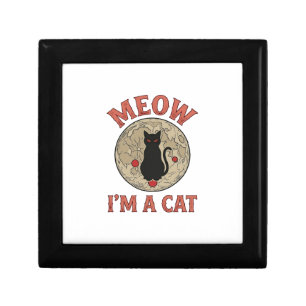 Funny Black Cat Moon Vintage Halloween Design_1 Gift Box
