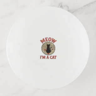Funny Black Cat Moon Vintage Halloween Design_1 Trinket Tray