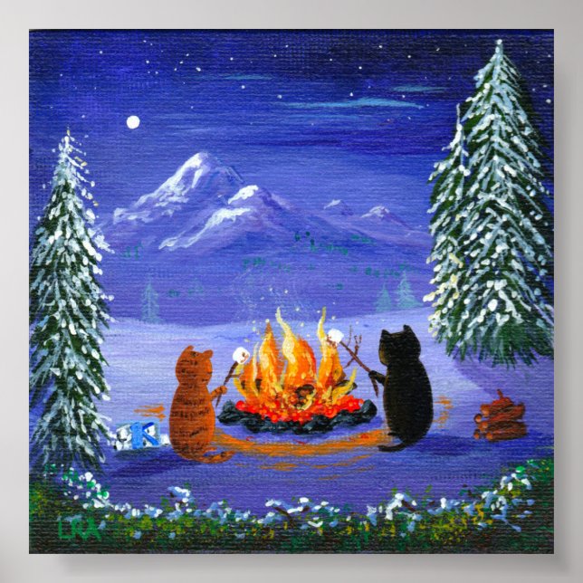 Funny Black Cat Mouse Creationarts Poster (Front)