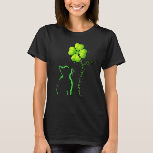 Funny Black Cat My Lucky Charm Shamrockst Patricks T_Shirt