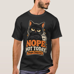 Funny Black Cat Nope Not Today Maybe Tomorrow T-Shirt