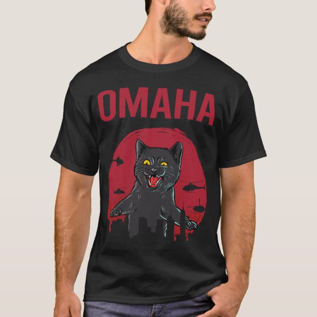 Funny Black Cat Omaha T-Shirt (Front)