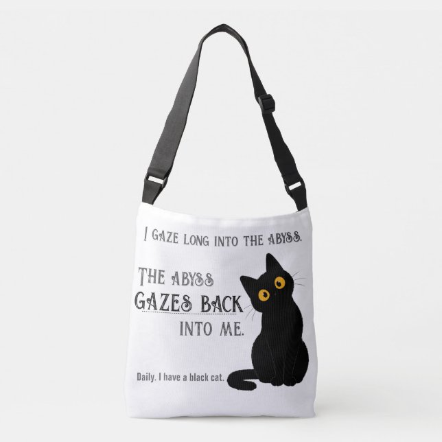 Funny Black Cat Parent Nietzsche Quote Tote Bag (Front)