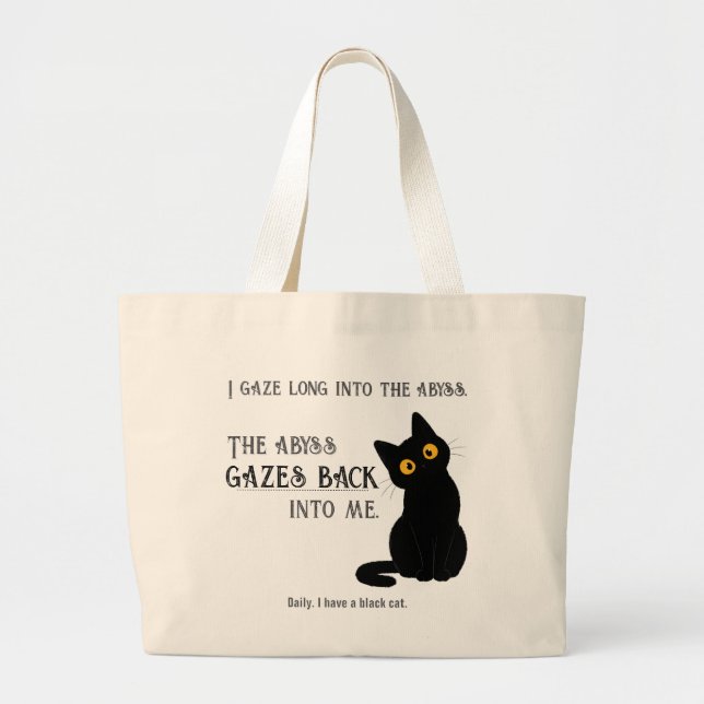 Funny Black Cat Parent Nietzsche Quote Tote Bag  (Front)