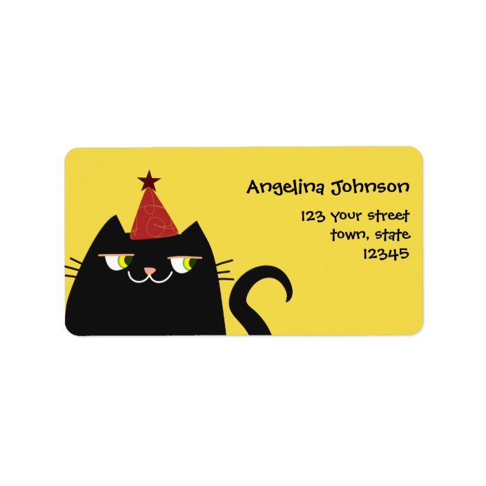 Funny Black Cat Party Return Address Label Zazzle Com