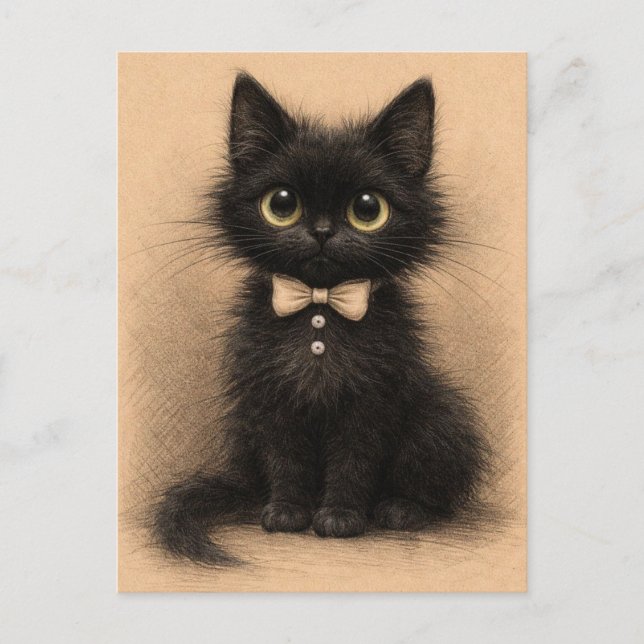 Funny black cat. Postcard (Front)