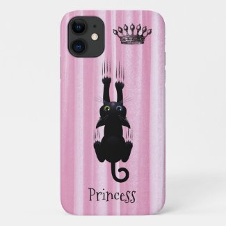 Funny Black Cat Princess Pink Case-Mate iPhone Case