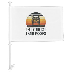Funny Black Cat Pspsps Vintage Sunset Design_1 Car Flag