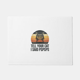 Funny Black Cat Pspsps Vintage Sunset Design_1 Doormat