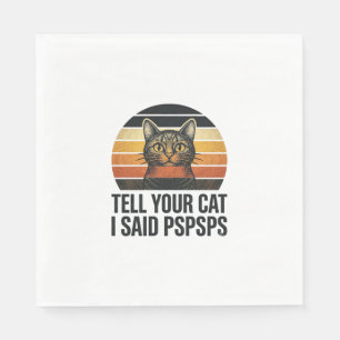 Funny Black Cat Pspsps Vintage Sunset Design_1 Napkins