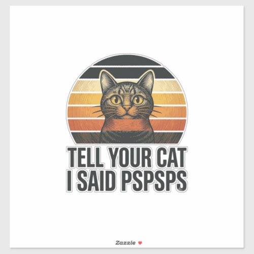 Funny Black Cat Pspsps Vintage Sunset Design_1 Sticker