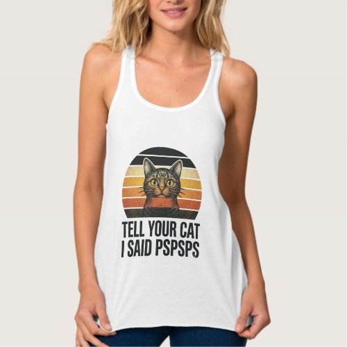 Funny Black Cat Pspsps Vintage Sunset Design_1 Tank Top