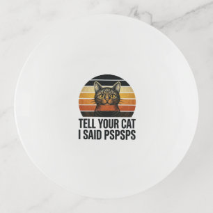 Funny Black Cat Pspsps Vintage Sunset Design_1 Trinket Tray