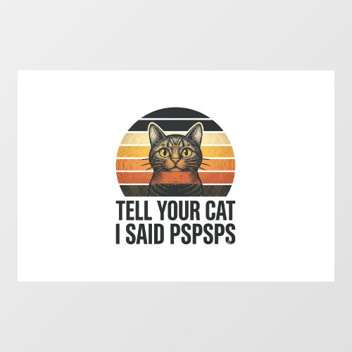 Funny Black Cat Pspsps Vintage Sunset Design_1 Window Cling