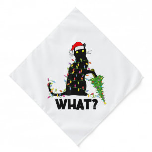 Funny Black Cat Pushing Christmas Tree Over Cat Ch Bandana