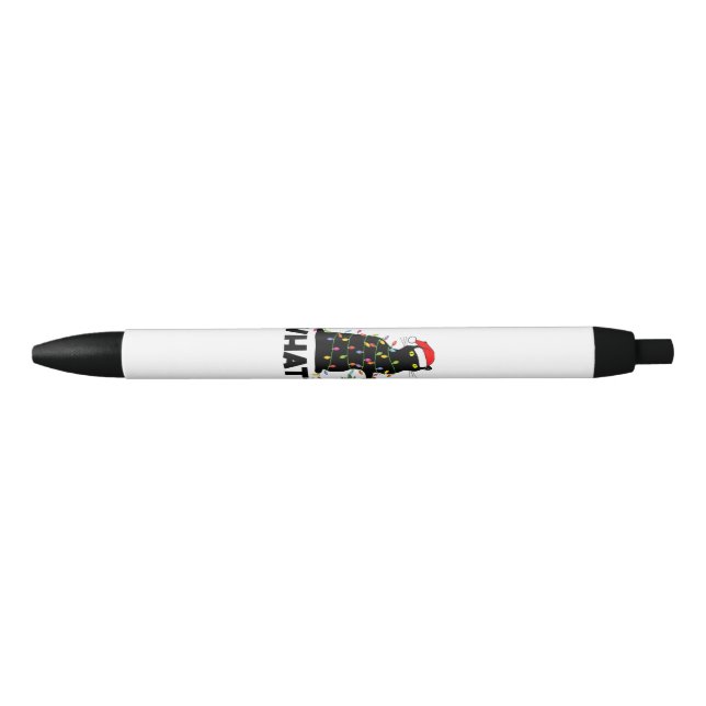 Funny Black Cat Pushing Christmas Tree Over Cat Ch Pen (Front)