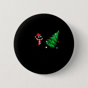 Funny Black Cat Pushing Christmas Tree Over Cat Wh Button