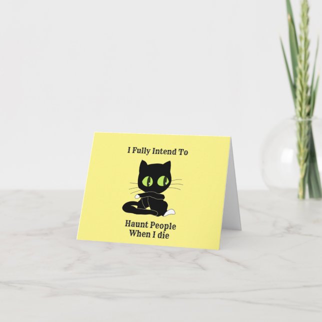 Funny Black Cat quotes - Halloween Card (Front)