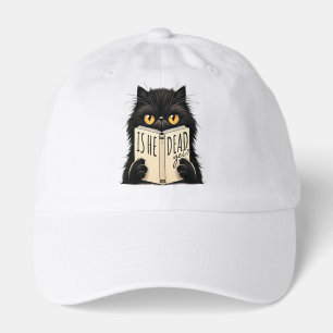 Funny Black Cat Reading Book Lover Design Hat