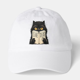 Funny Black Cat Reading Book Lover Design Hat