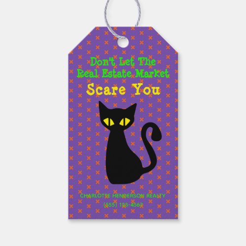 Funny Black Cat Real Estate Halloween Gift Tags